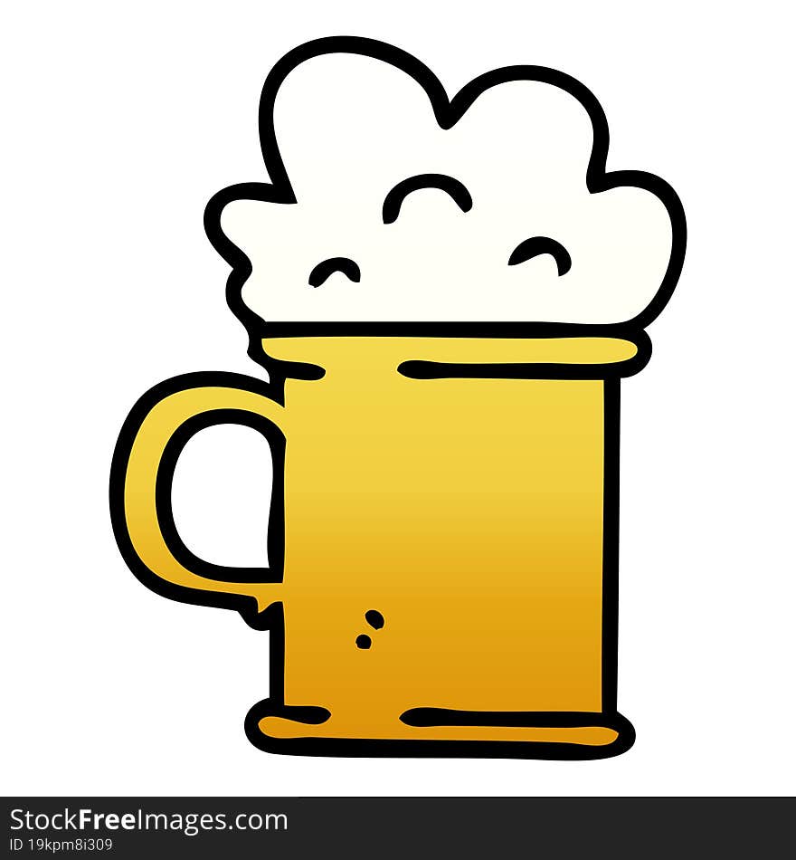 quirky gradient shaded cartoon tankard of beer