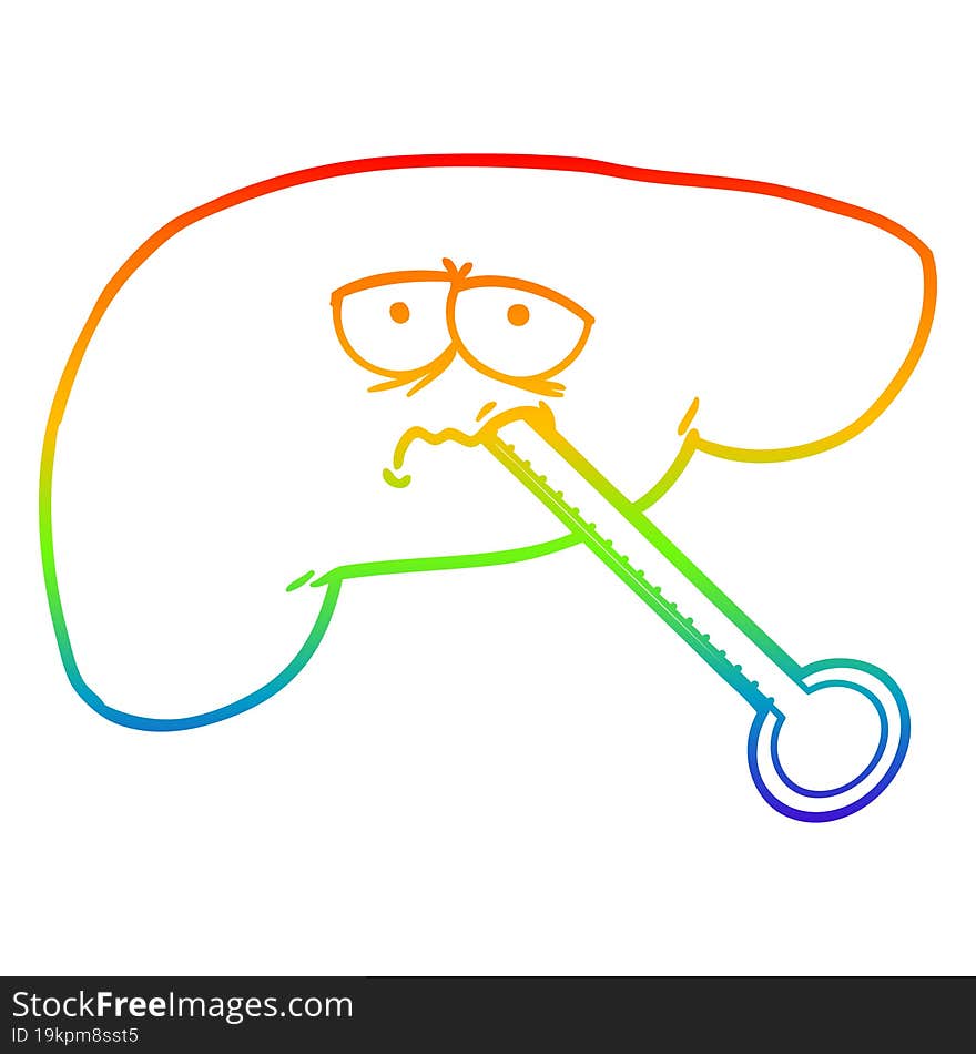 rainbow gradient line drawing cartoon unhealthy liver