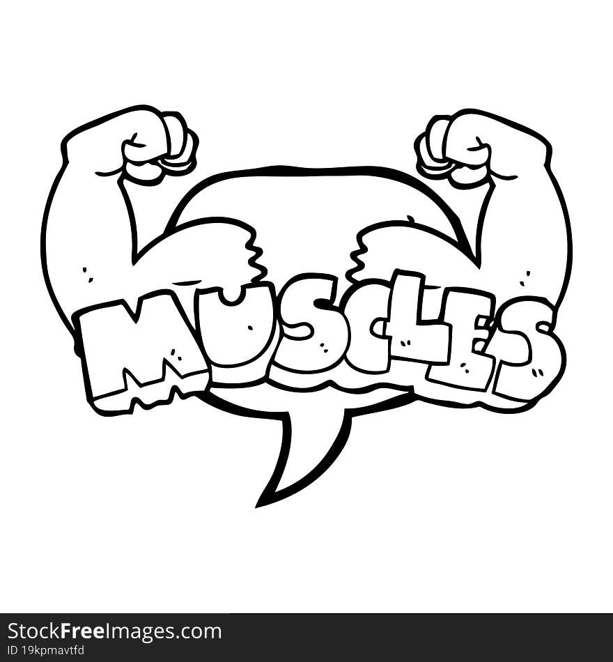 freehand drawn speech bubble cartoon muscles symbol