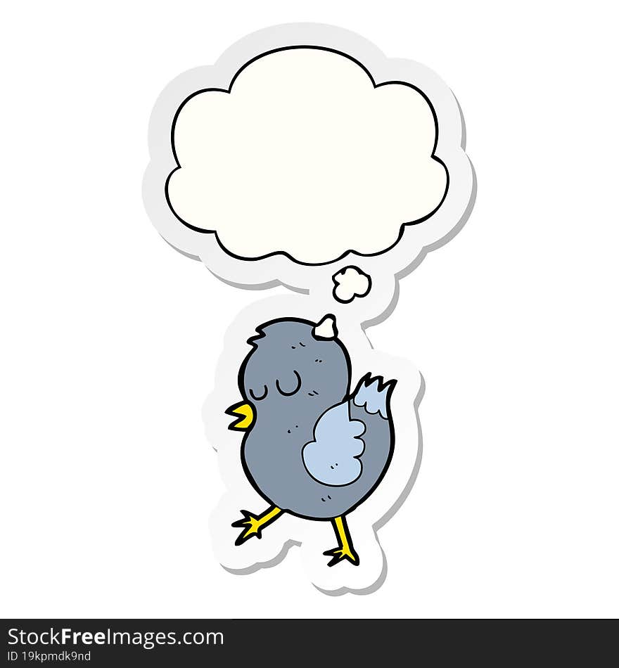 Cartoon Bird And Thought Bubble As A Printed Sticker