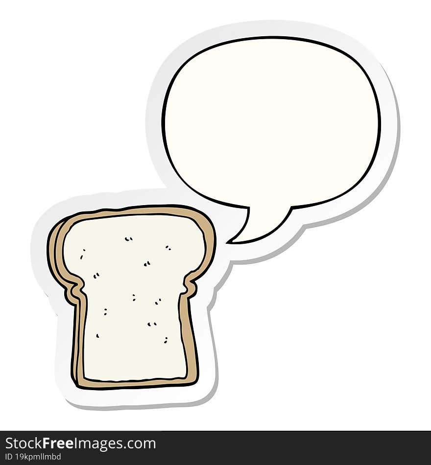 cartoon slice of bread with speech bubble sticker