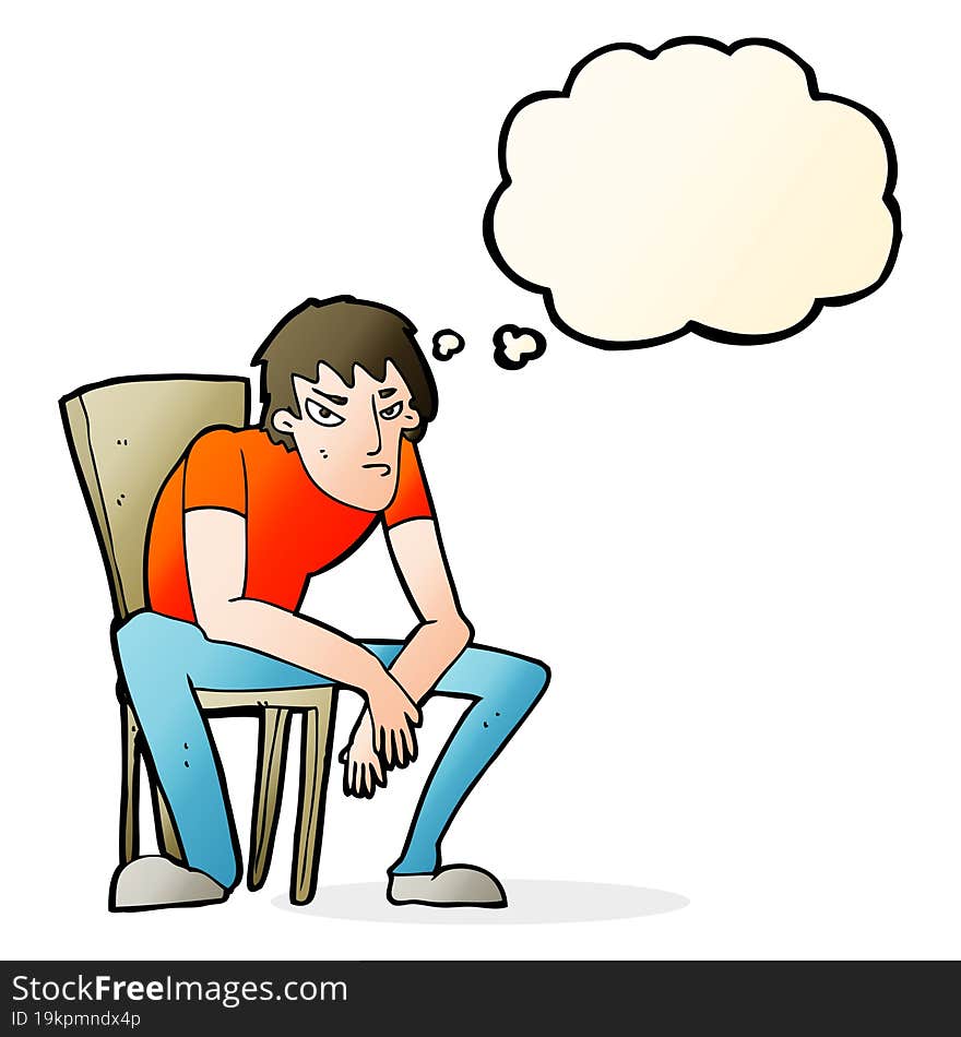 Cartoon Dejected Man With Thought Bubble