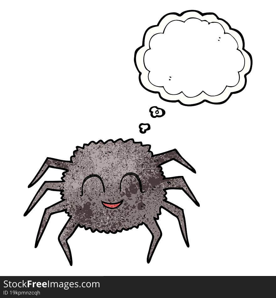 freehand drawn thought bubble textured cartoon spider