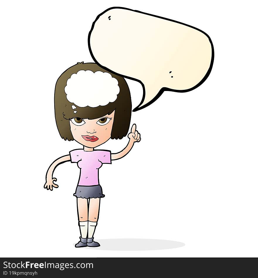 cartoon woman with idea with speech bubble