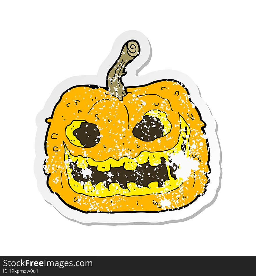 retro distressed sticker of a cartoon spooky pumpkin