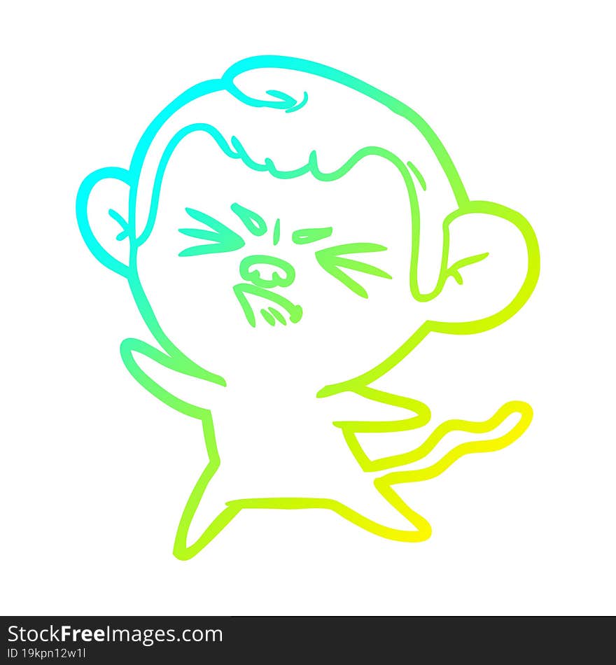 cold gradient line drawing cartoon angry monkey