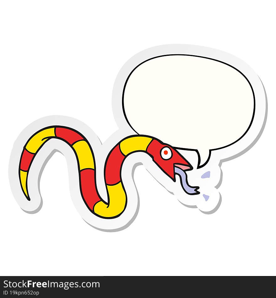 hissing cartoon snake with speech bubble sticker