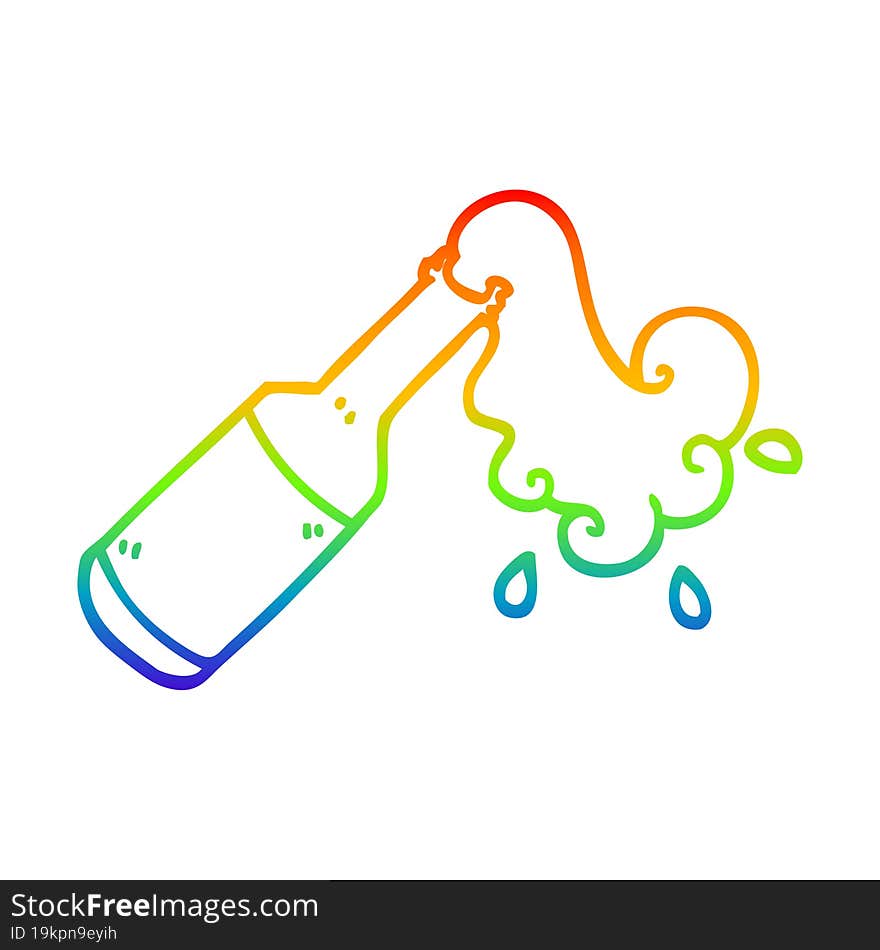 rainbow gradient line drawing cartoon foaming bottle