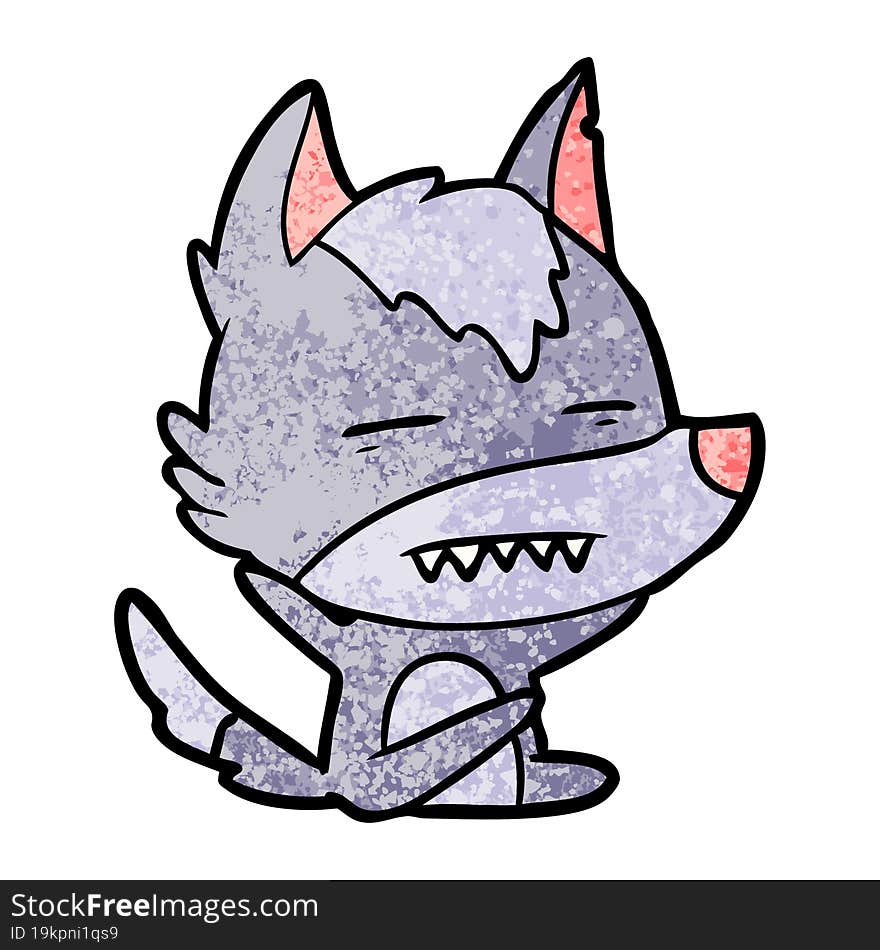 cartoon wolf showing teeth. cartoon wolf showing teeth