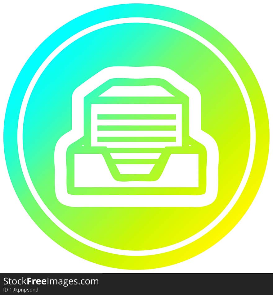 office paper stack circular in cold gradient spectrum