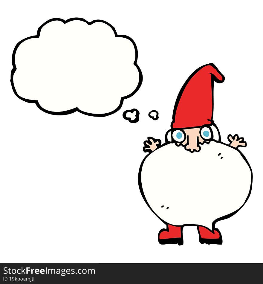 Cartoon Tiny Santa With Thought Bubble