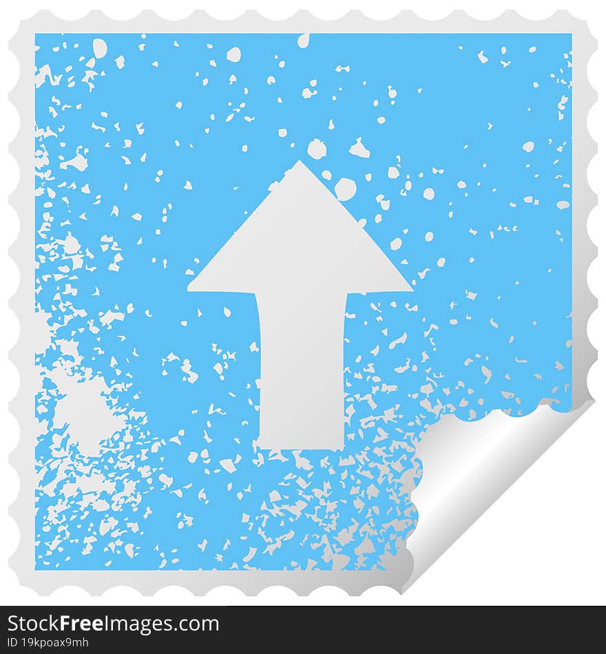 distressed square peeling sticker symbol pointing arrow