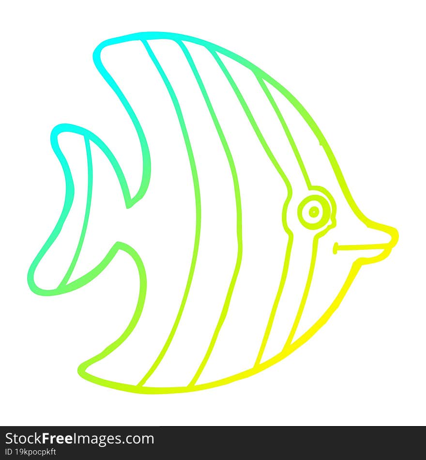 cold gradient line drawing cartoon angel fish