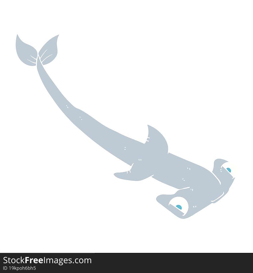 flat color illustration of a cartoon hammerhead shark