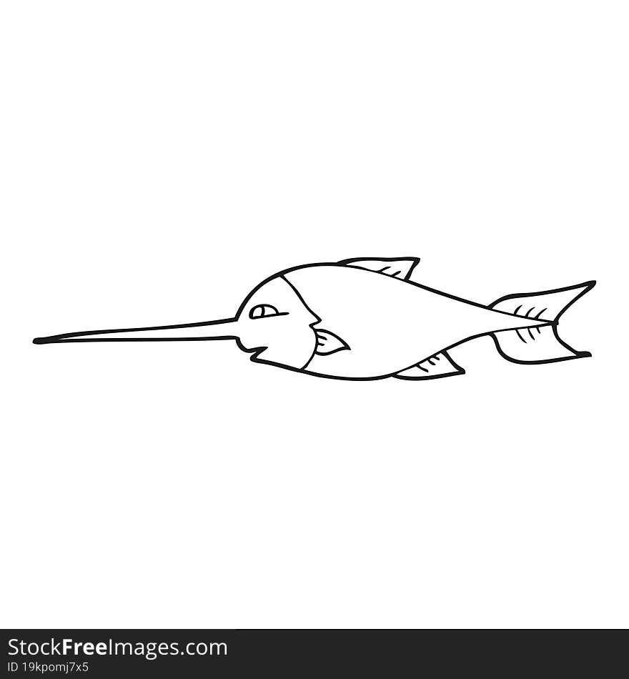 Black And White Cartoon Swordfish