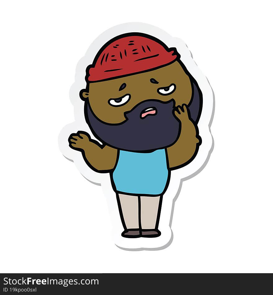 sticker of a cartoon worried man with beard