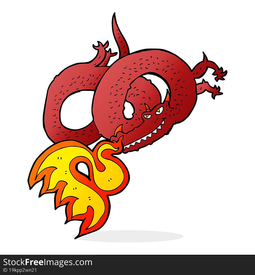 Cartoon Dragon Breathing Fire