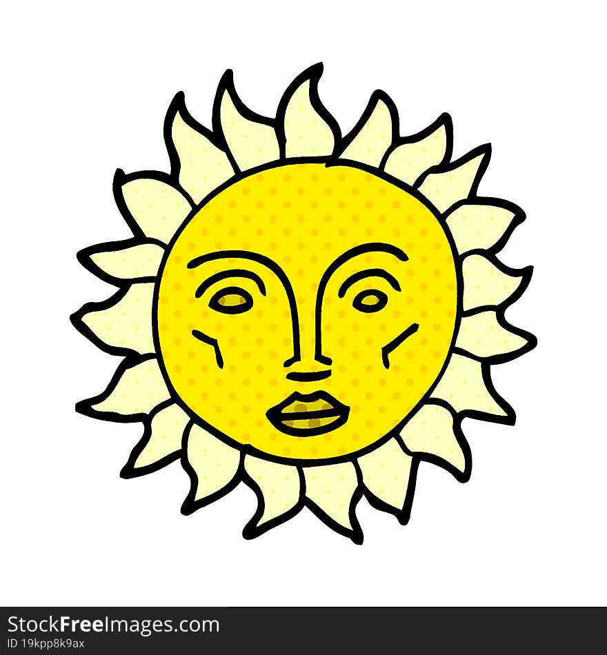 cartoon doodle traditional sun face