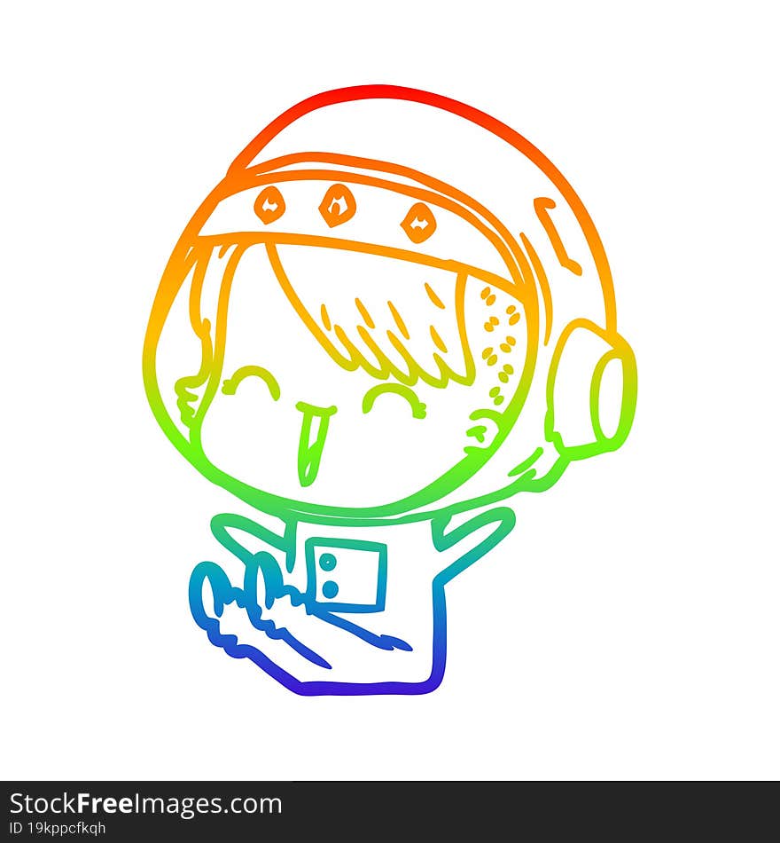 rainbow gradient line drawing happy cartoon space girl