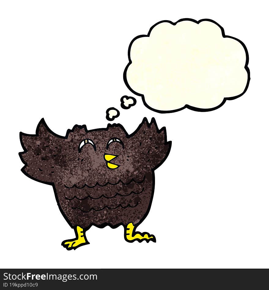 cartoon black bird with thought bubble