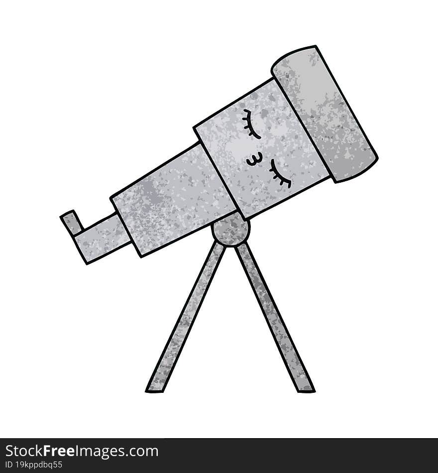 retro grunge texture cartoon telescope