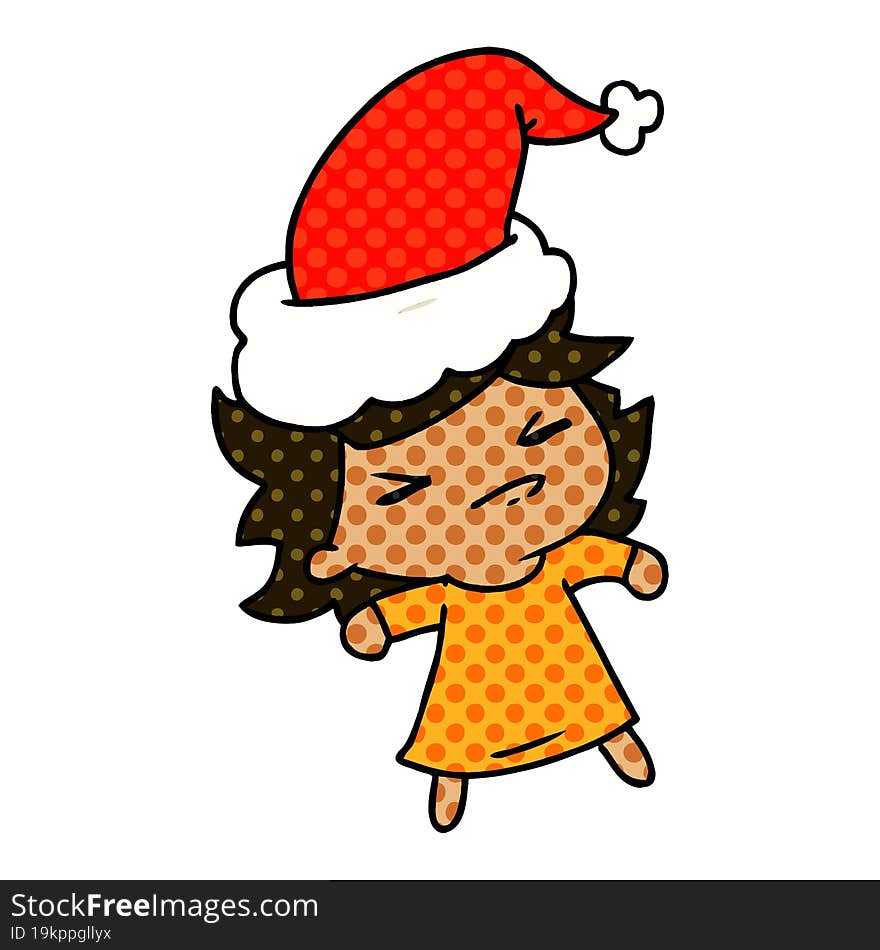 hand drawn christmas cartoon of kawaii girl