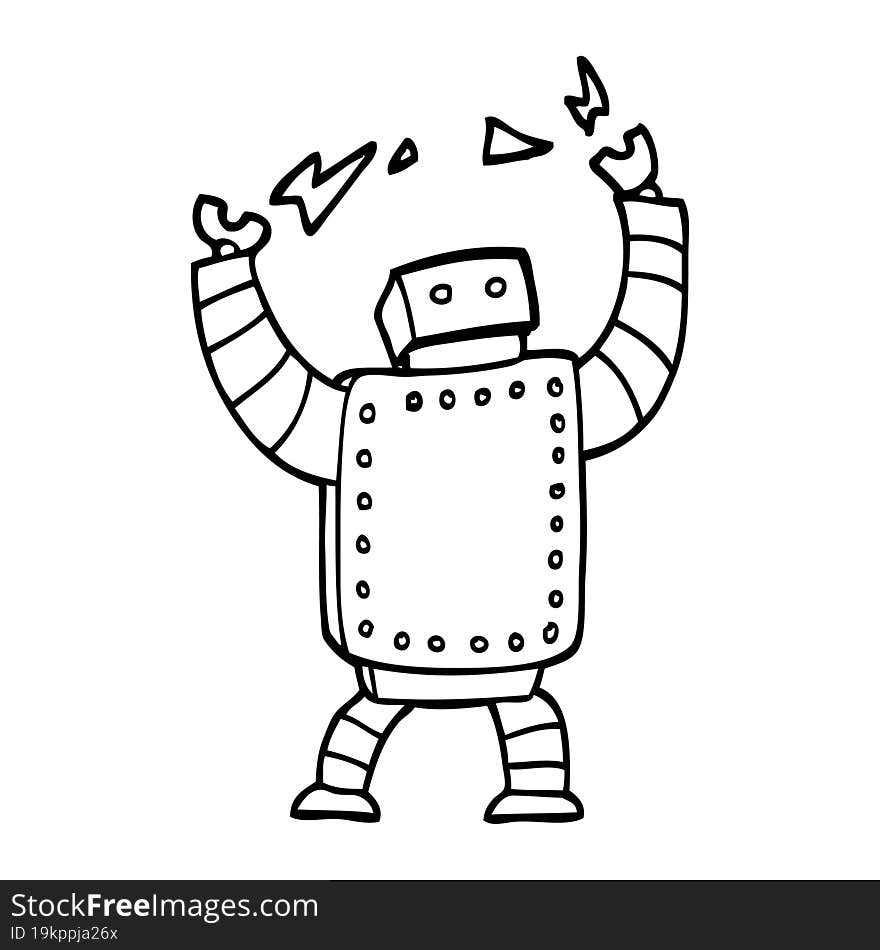 Black And White Cartoon Giant Robot