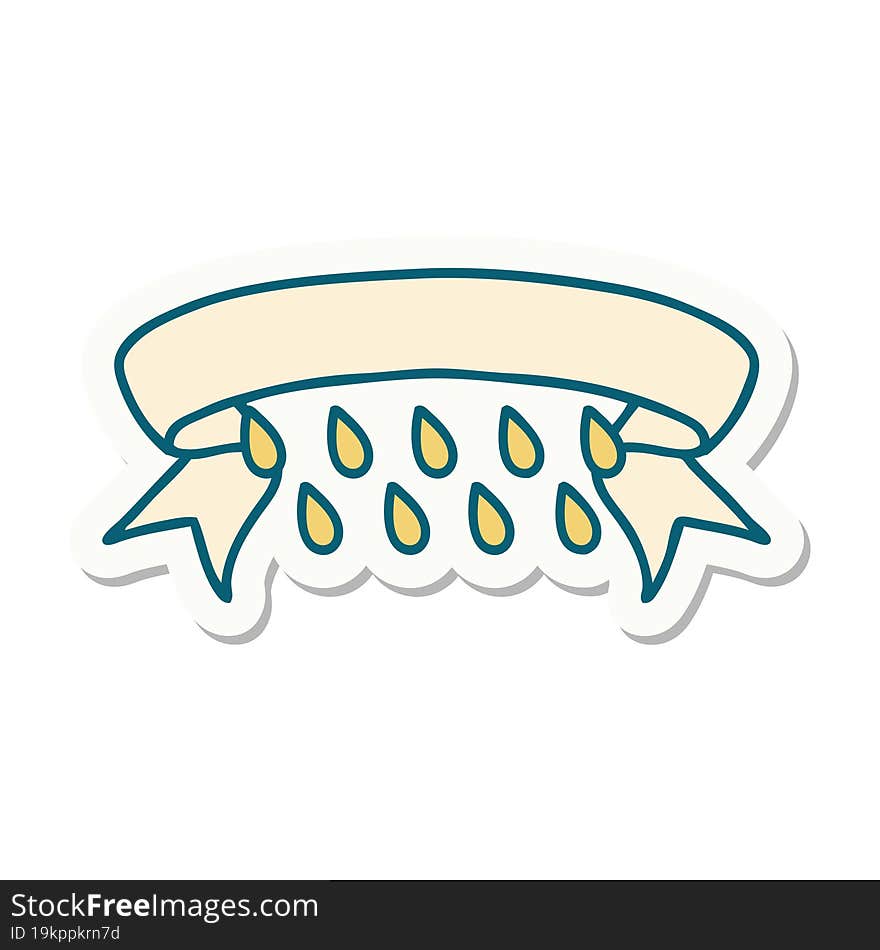 Tattoo Sticker With Banner Of Rain Drops