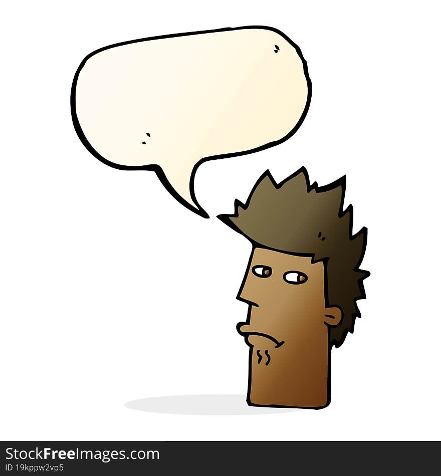 cartoon nervous expression with speech bubble