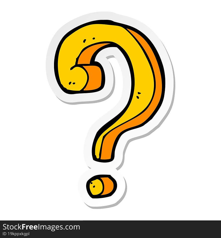 Sticker Of A Cartoon Question Mark