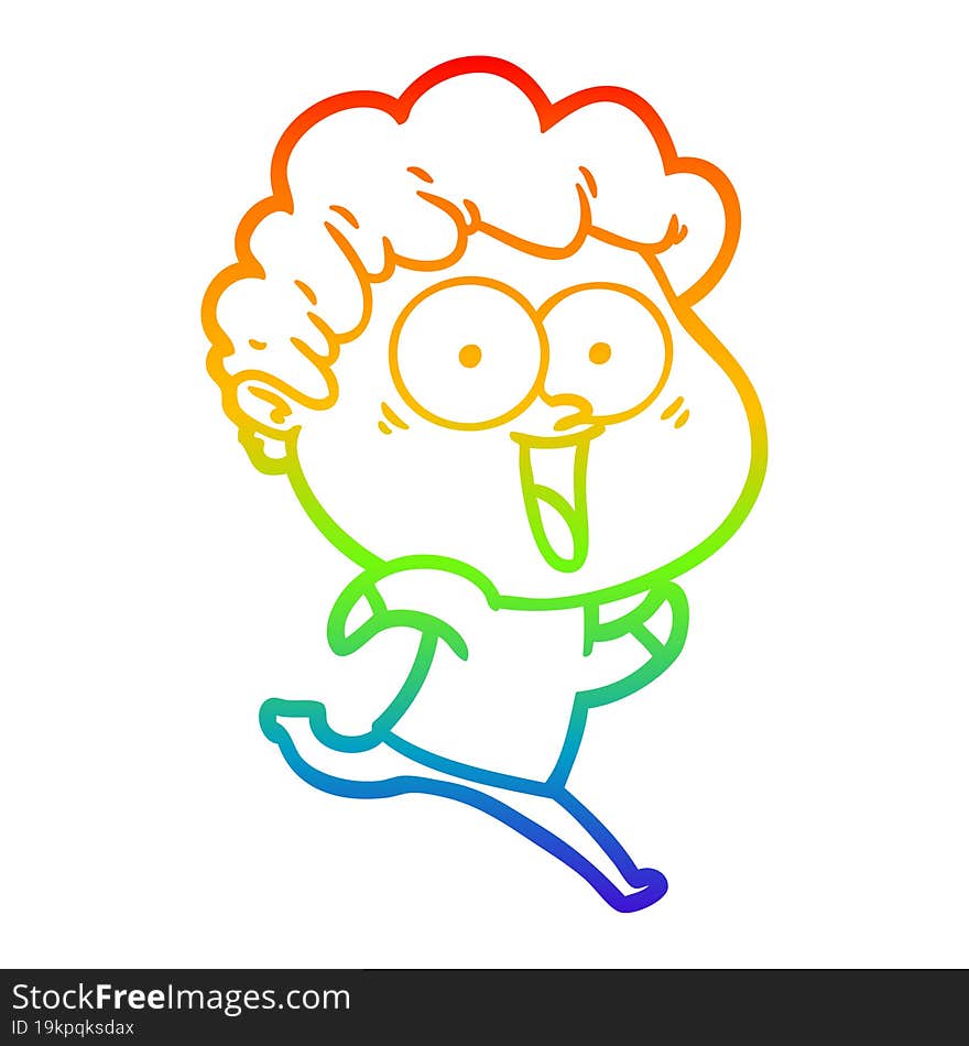 rainbow gradient line drawing of a excited man cartoon