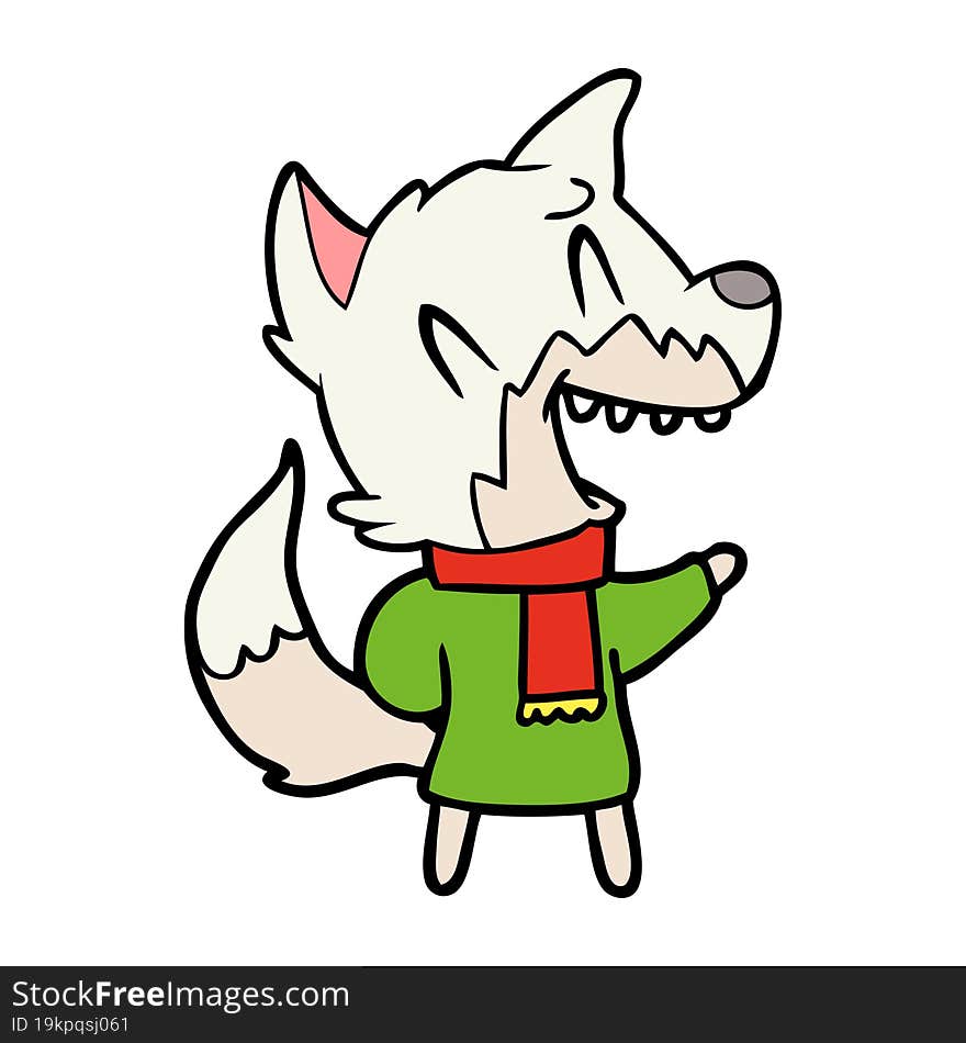 laughing fox wearing winter clothes. laughing fox wearing winter clothes