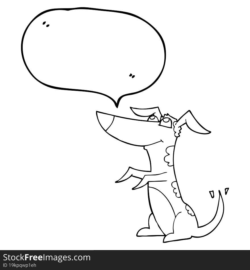 freehand drawn speech bubble cartoon dog