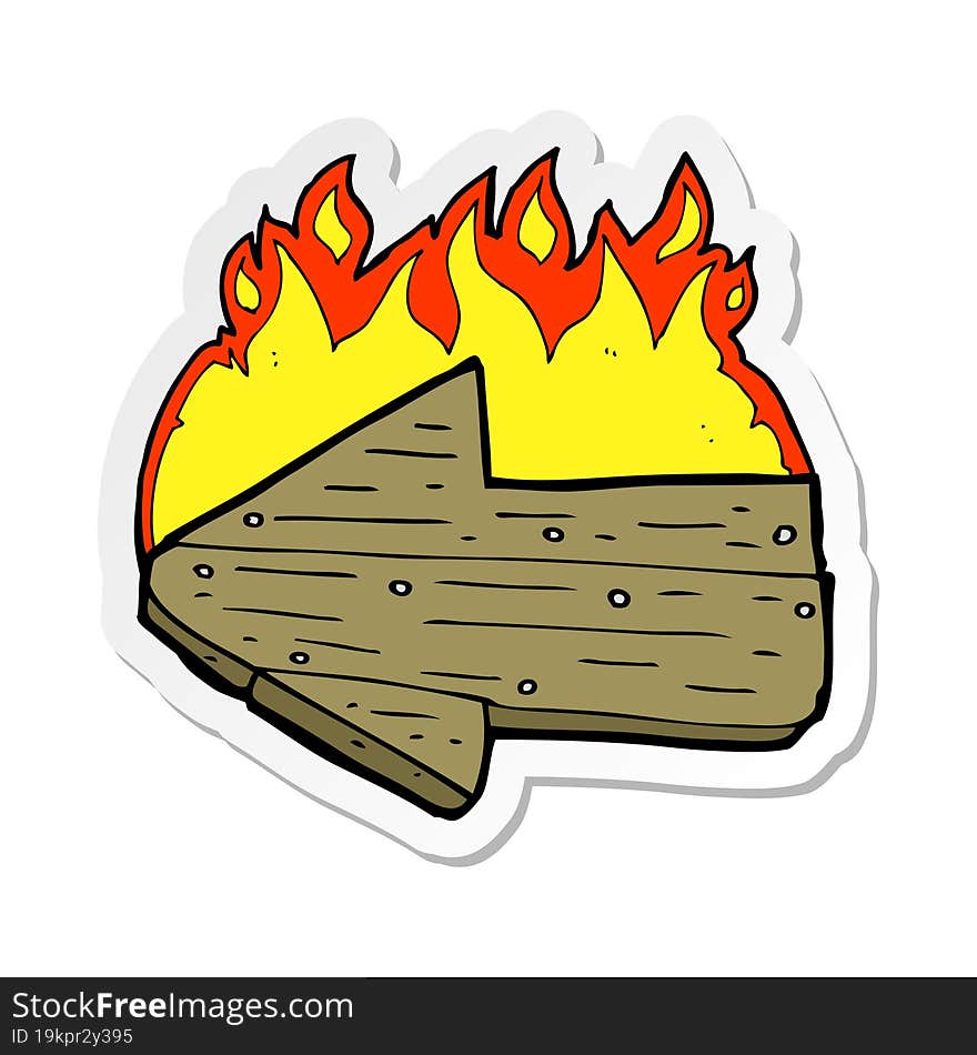 Sticker Of A Cartoon Burning Direction Arrow