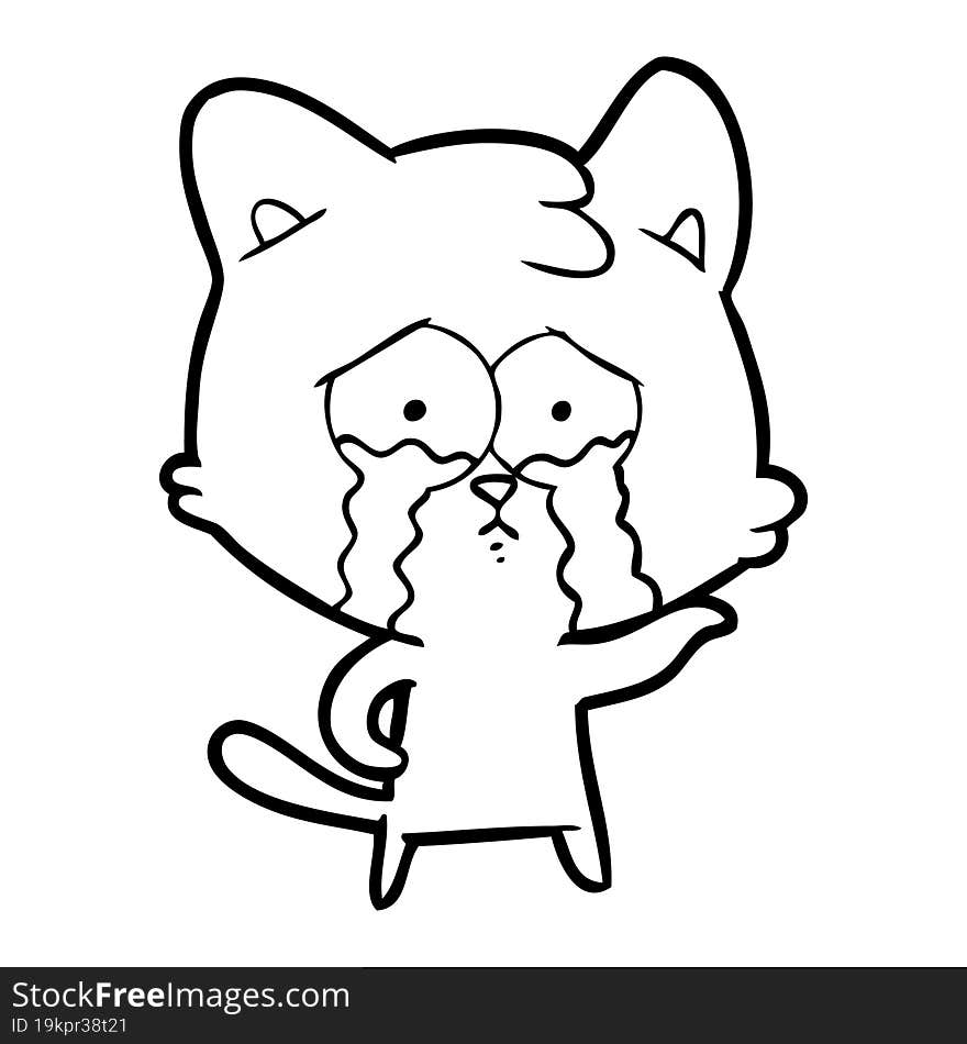 cartoon crying cat. cartoon crying cat