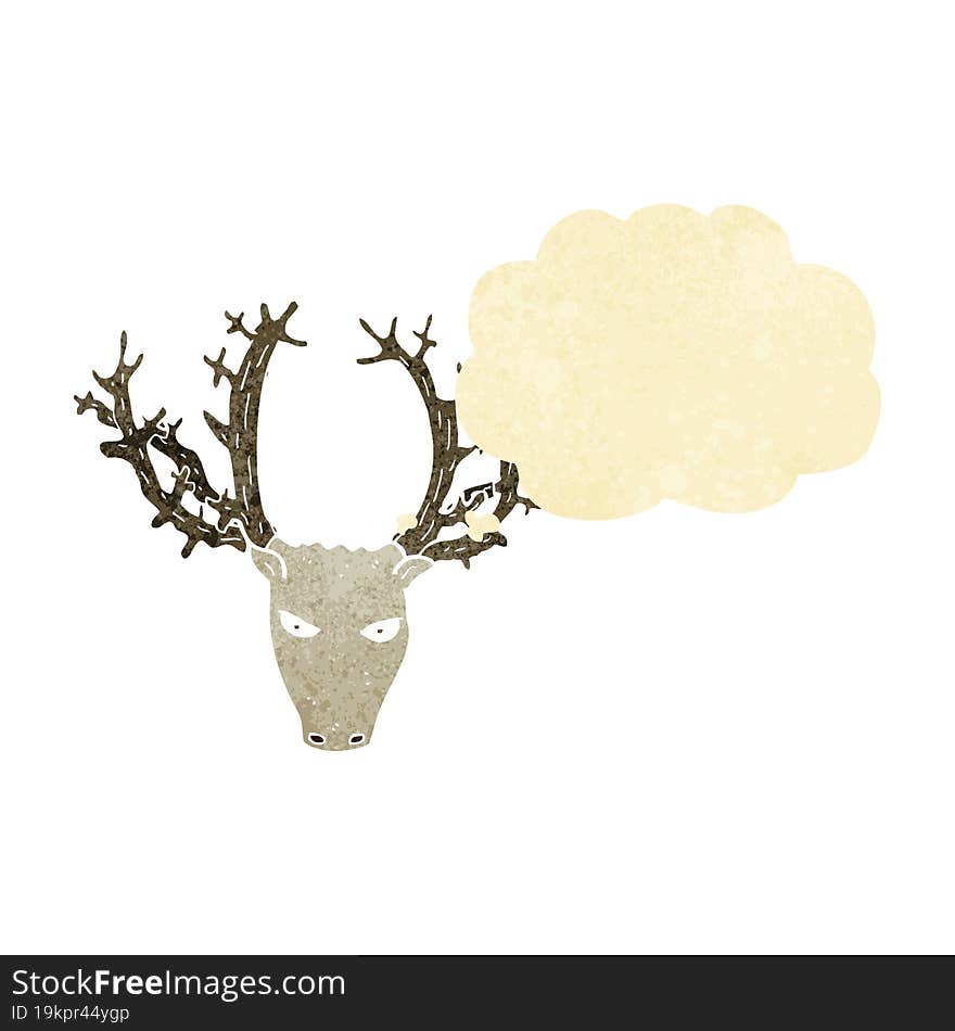 cartoon stag head with thought bubble