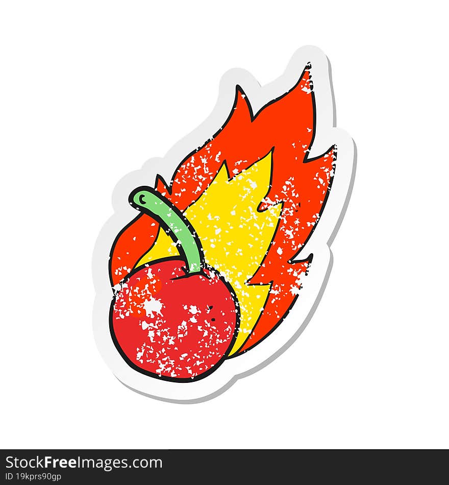 retro distressed sticker of a cartoon cherry