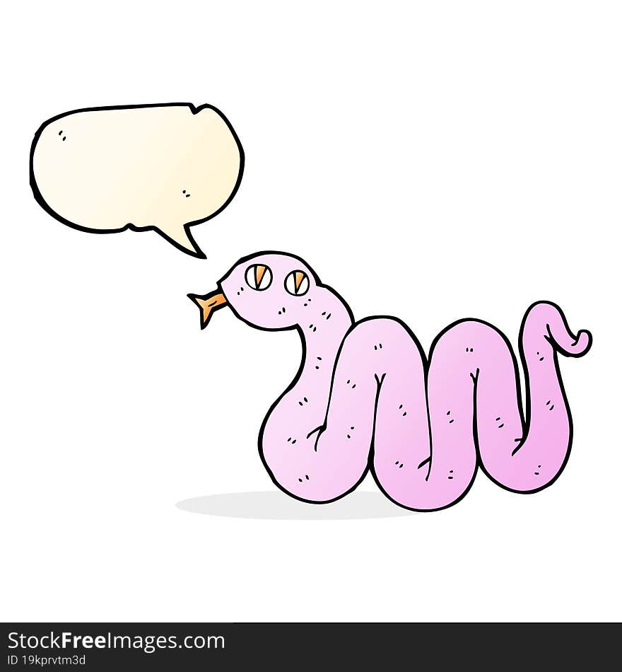 Funny Cartoon Snake With Speech Bubble