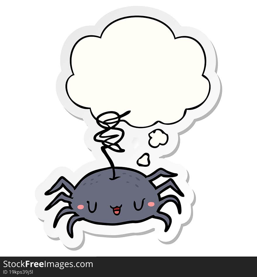 cartoon spider and thought bubble as a printed sticker