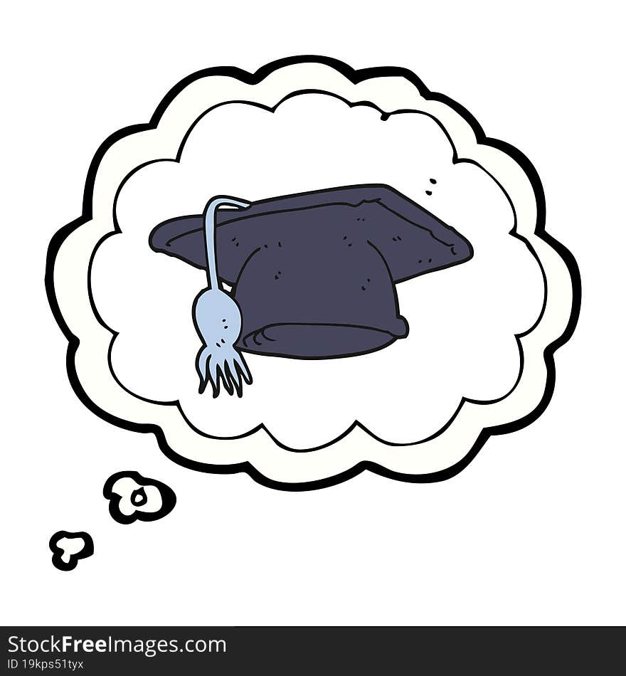 thought bubble cartoon graduation cap