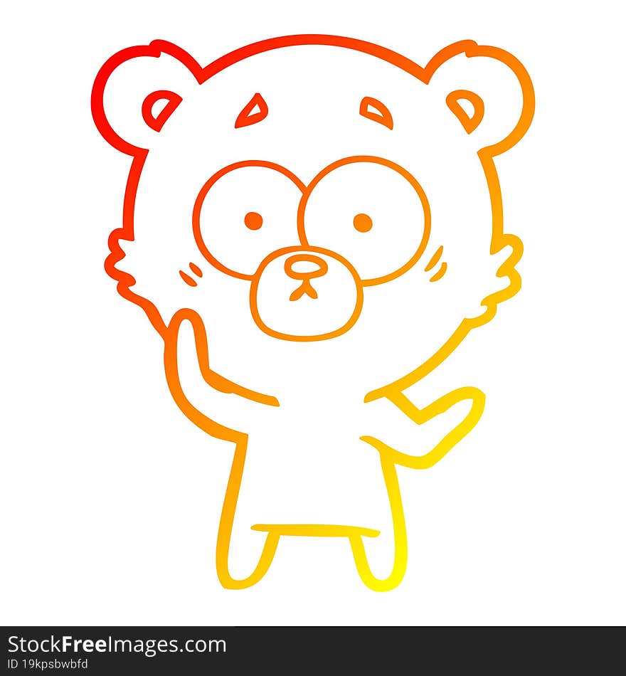 warm gradient line drawing surprised bear cartoon