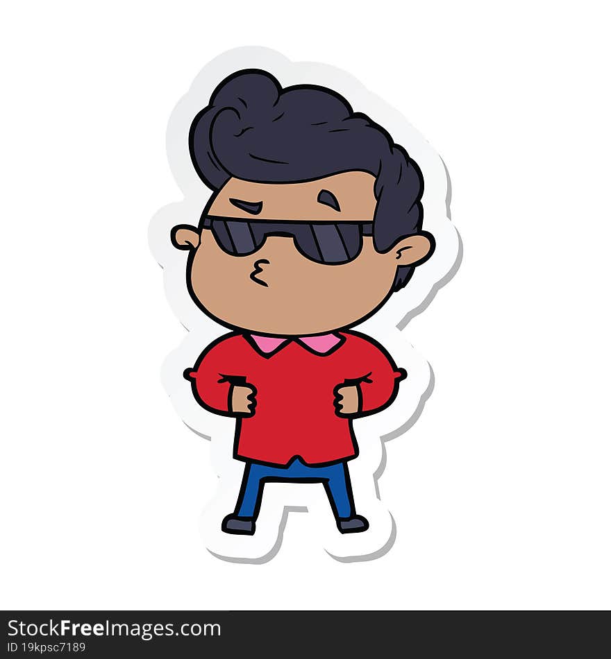 sticker of a cartoon cool guy