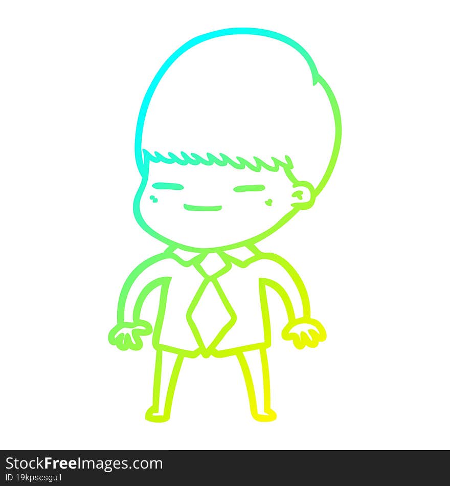 cold gradient line drawing cartoon smug boy