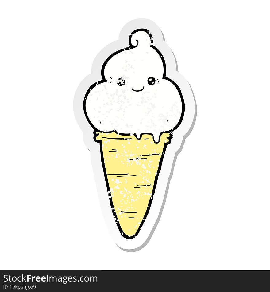 distressed sticker of a cartoon ice cream