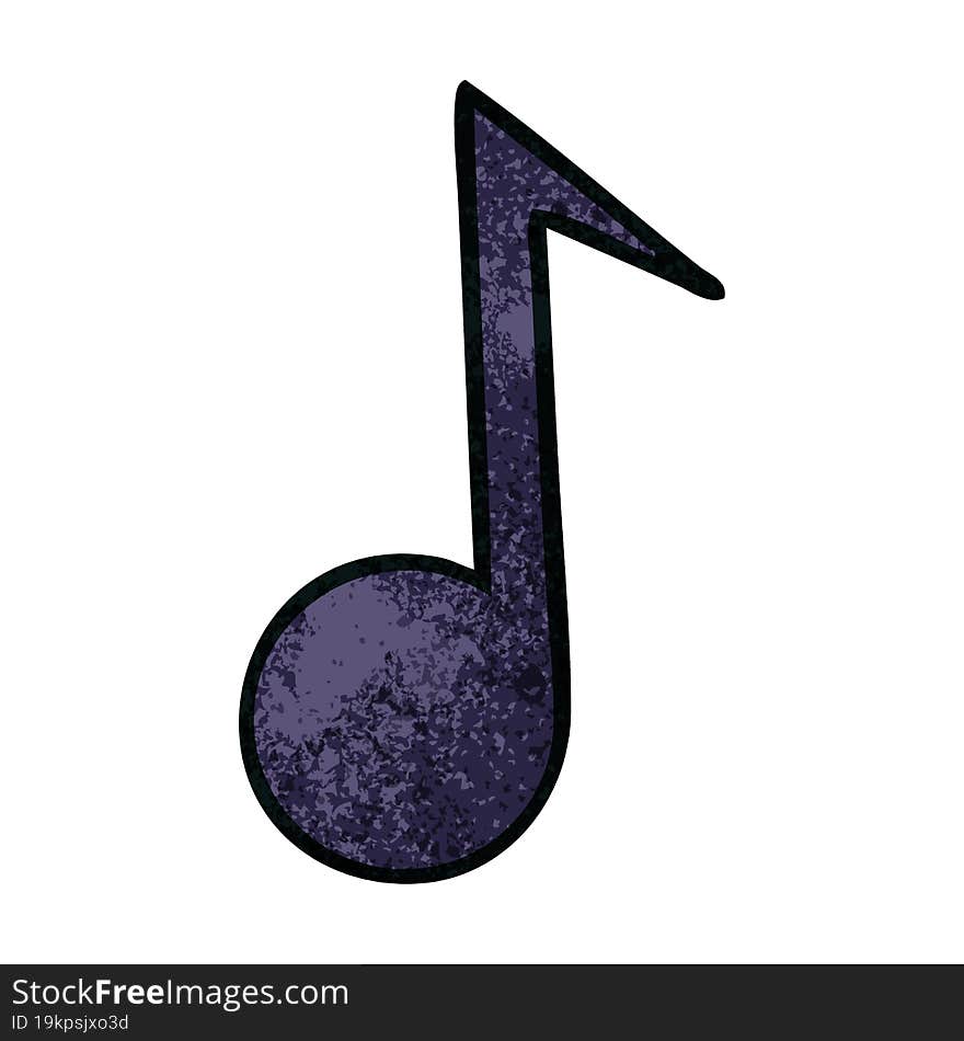 retro grunge texture cartoon of a musical note