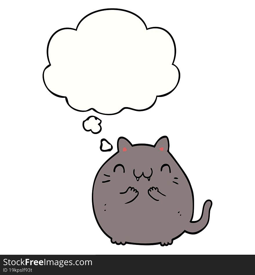 happy cartoon cat and thought bubble