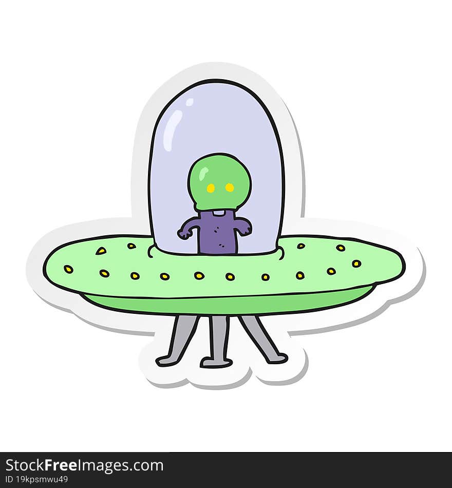 sticker of a cartoon flying saucer