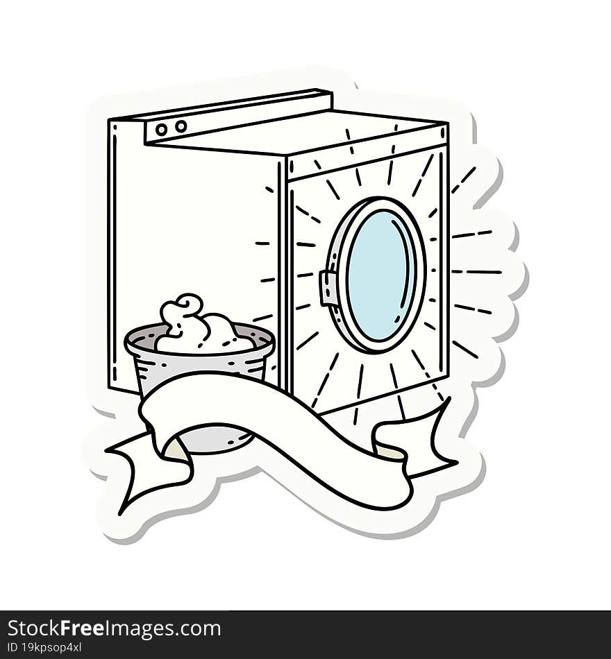 sticker of tattoo style washing machine