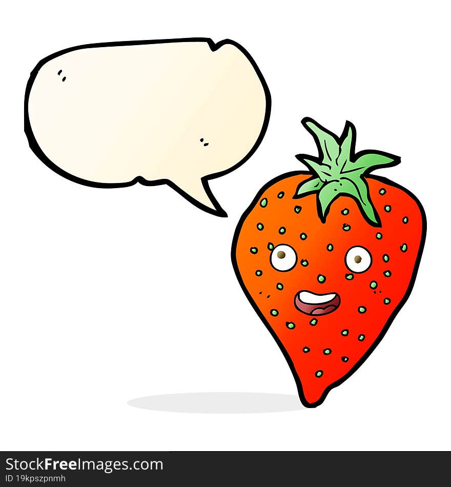 Cartoon Strawberry With Speech Bubble