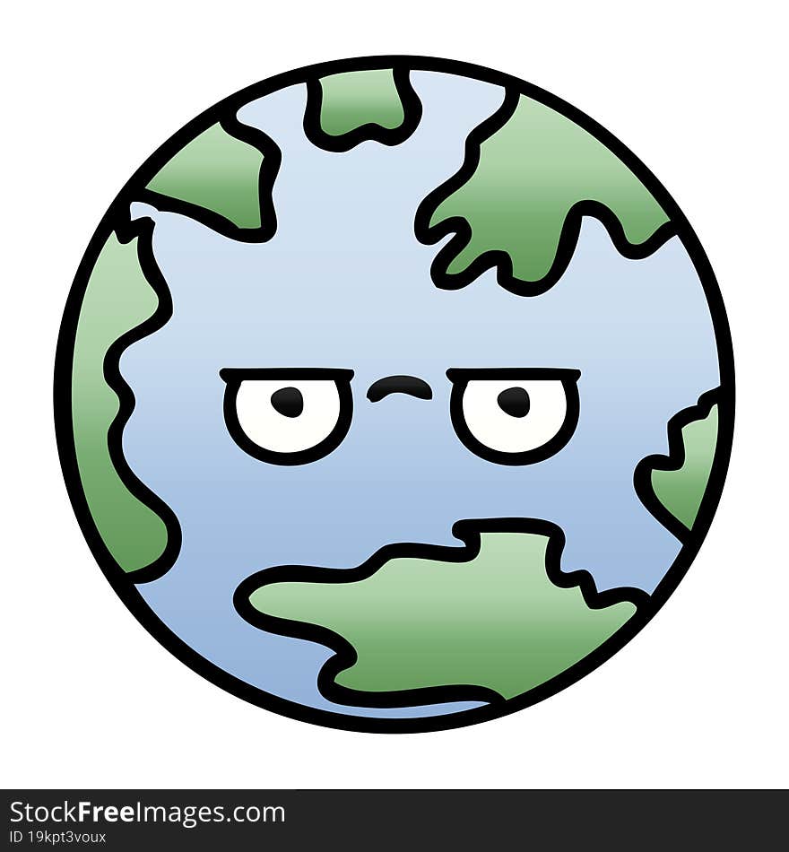 Gradient Shaded Cartoon Planet Earth